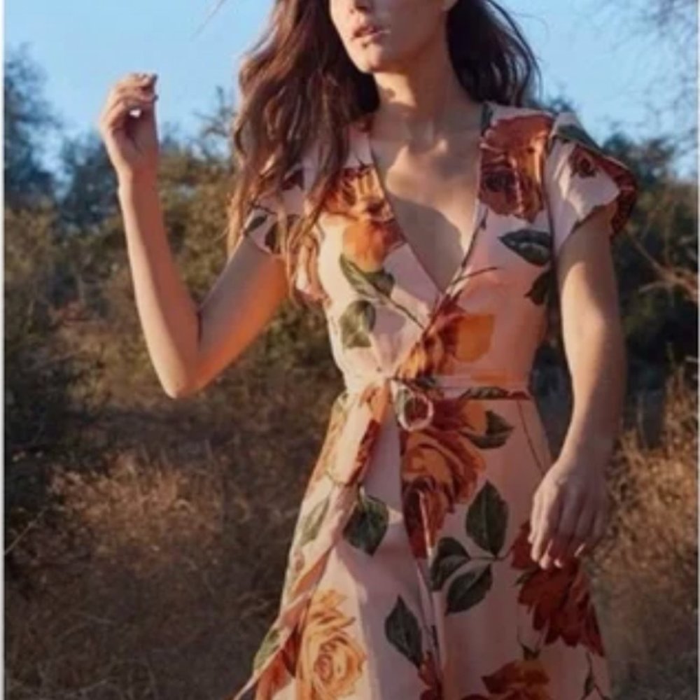 Christy Dawn Peach Floral Autumn Dress
